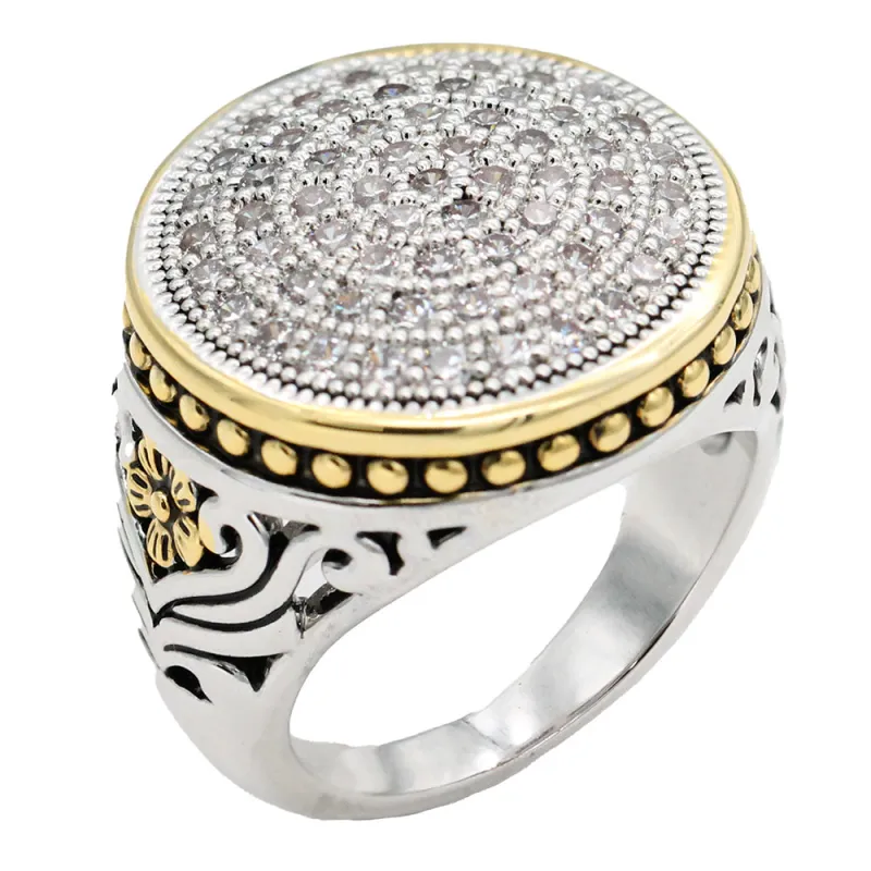 SILVER GOLD RING CLEAR STONES SIZE 7 ( 4517 SIZE7 ) sold by Oh My Jewelry