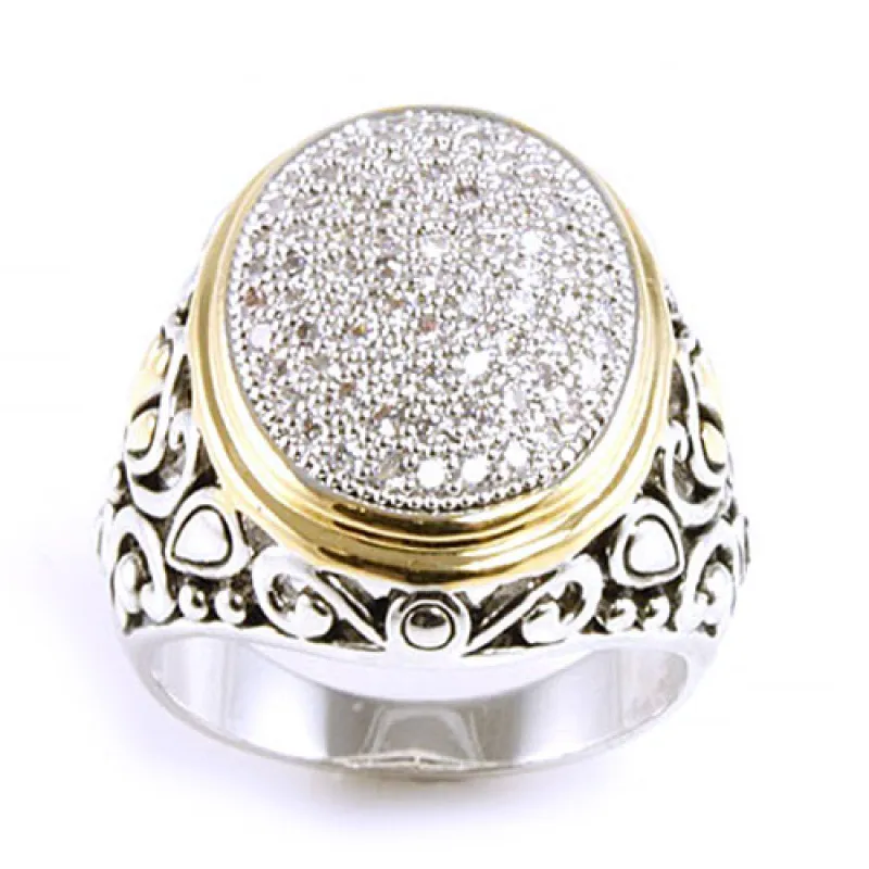 SILVER GOLD RING CLEAR STONES SIZE 7 ( 4521 SIZE7 ) sold by Oh My Jewelry