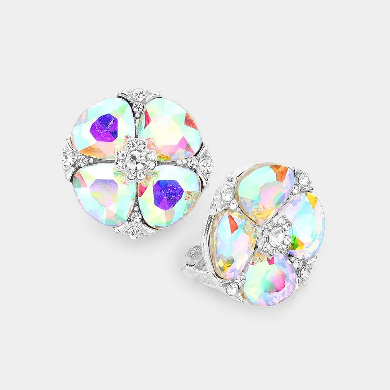 SILVER CLIP ON EARRINGS AB STONES sold by Oh My Jewelry