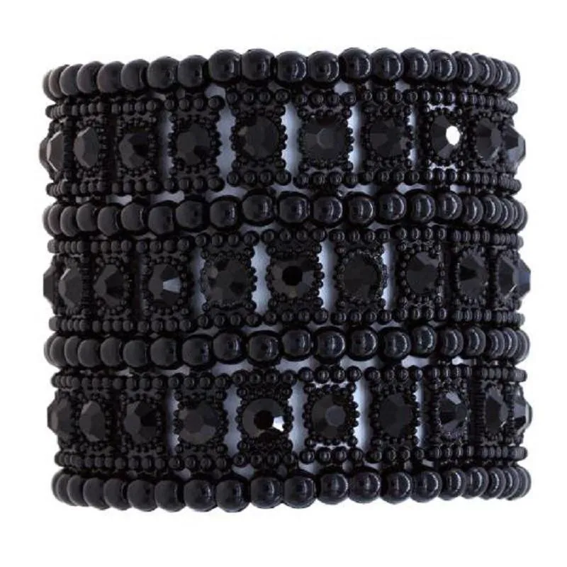 BLACK STRETCH BRACELET BLACK STONES ( 7739 JET ) sold by Oh My Jewelry