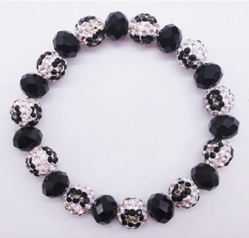 10MM RHINESTONE LEOPARD PRINT BLACK CRYSTAL BEADED STRETCH BRACELET ( 03 WLP1 ) sold by Oh My Jewelry