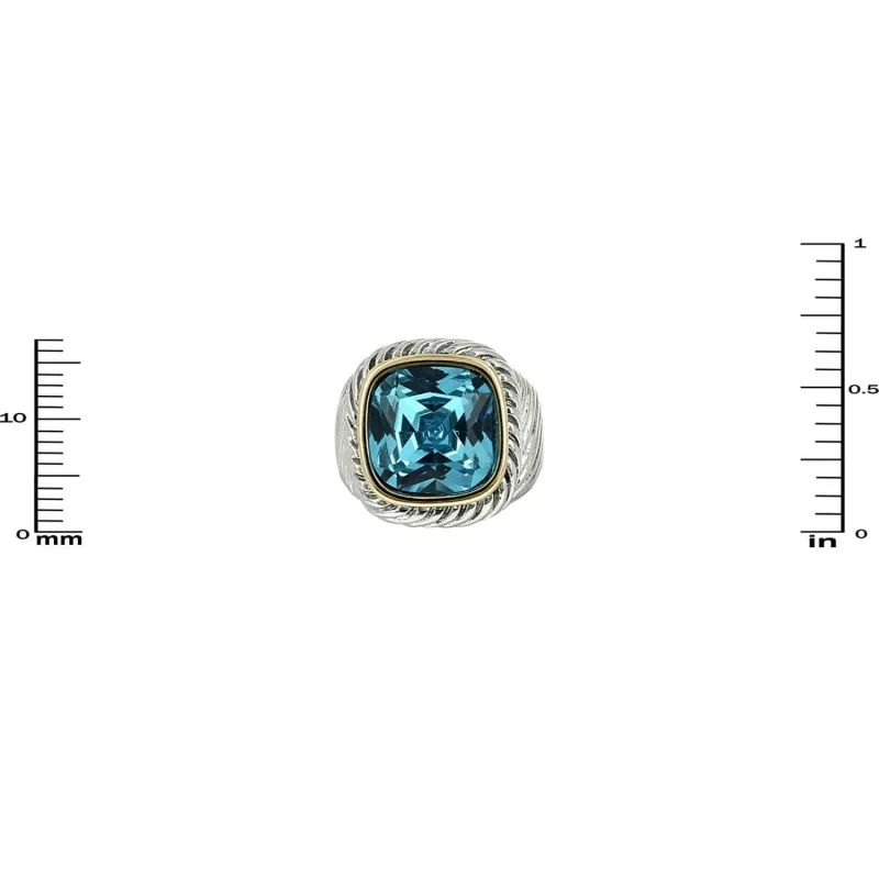 SILVER GOLD RING AQUA STONE SIZE 7 ( 3199 ) sold by Oh My Jewelry