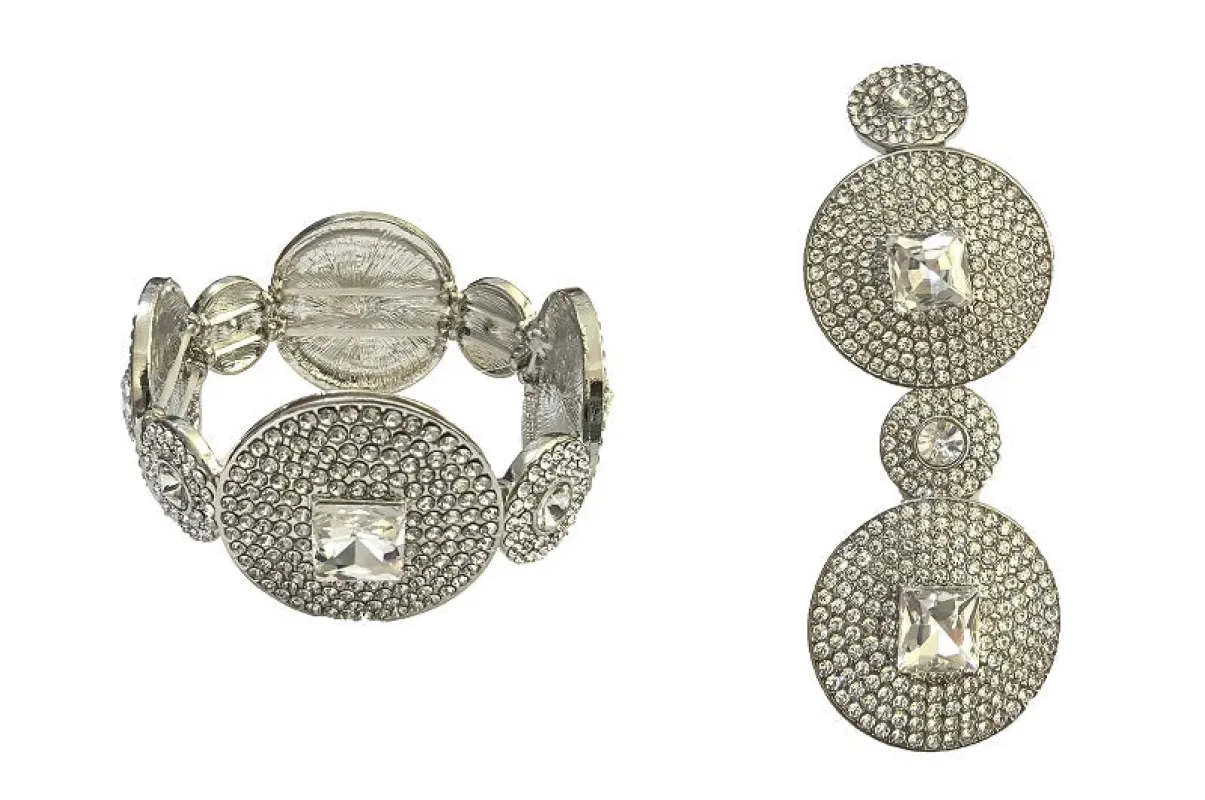 SILVER STRETCH BRACELET CLEAR STONES ( 0348 3C ) sold by Oh My Jewelry