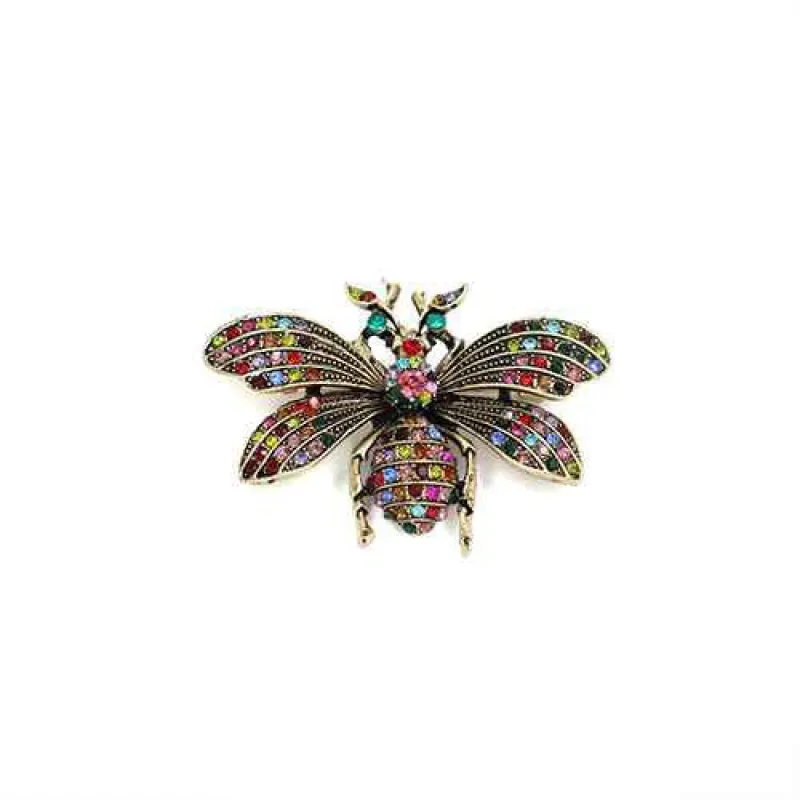 ANTIQUE GOLD INSECT BROOCH MULTI COLOR STONES ( 2023 MLT ) sold by Oh My Jewelry