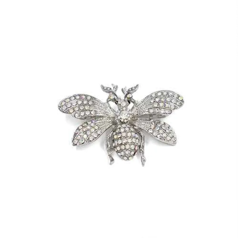SILVER INSECT BROOCH CLEAR STONES ( 2023 CLR ) sold by Oh My Jewelry