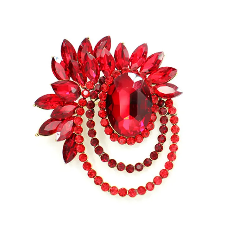 GOLD BROOCH RED STONES ( 2007 LSM ) made by Oh My Jewelry