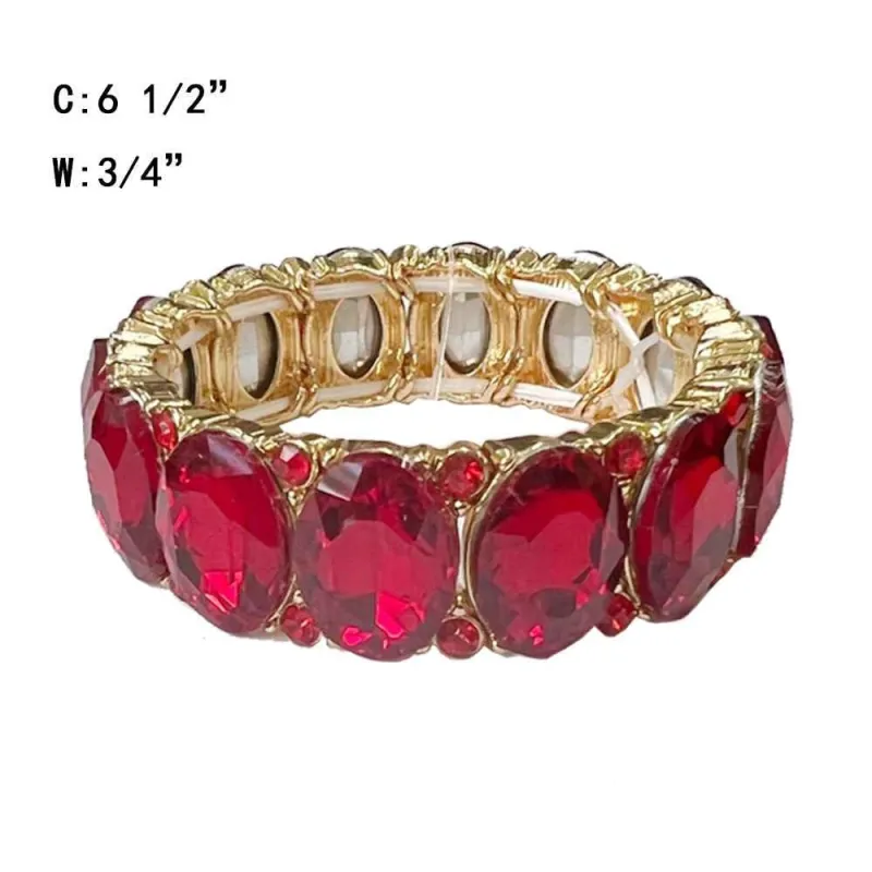 GOLD STRETCH BRACELET RED STONES ( 1395 GRD ) sold by Oh My Jewelry
