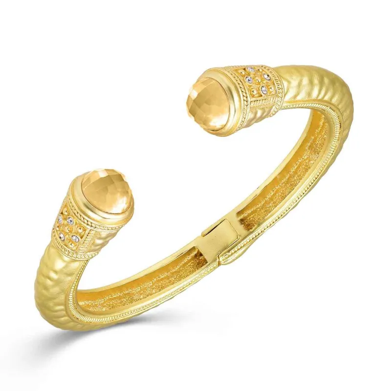 GOLD CUFF BANGLE CHAMPAGNE STONES ( 1354 CH ) made by Oh My Jewelry