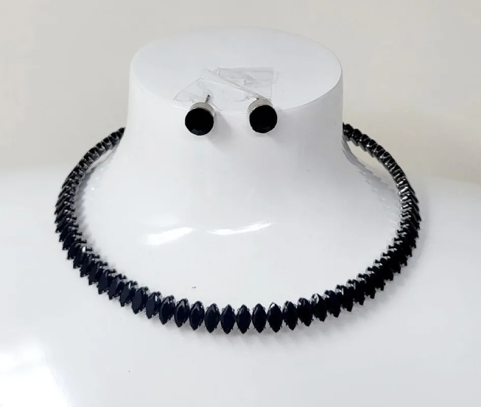 BLACK CHOKER NECKLACE SET ( 11038 BBK ) sold by Oh My Jewelry