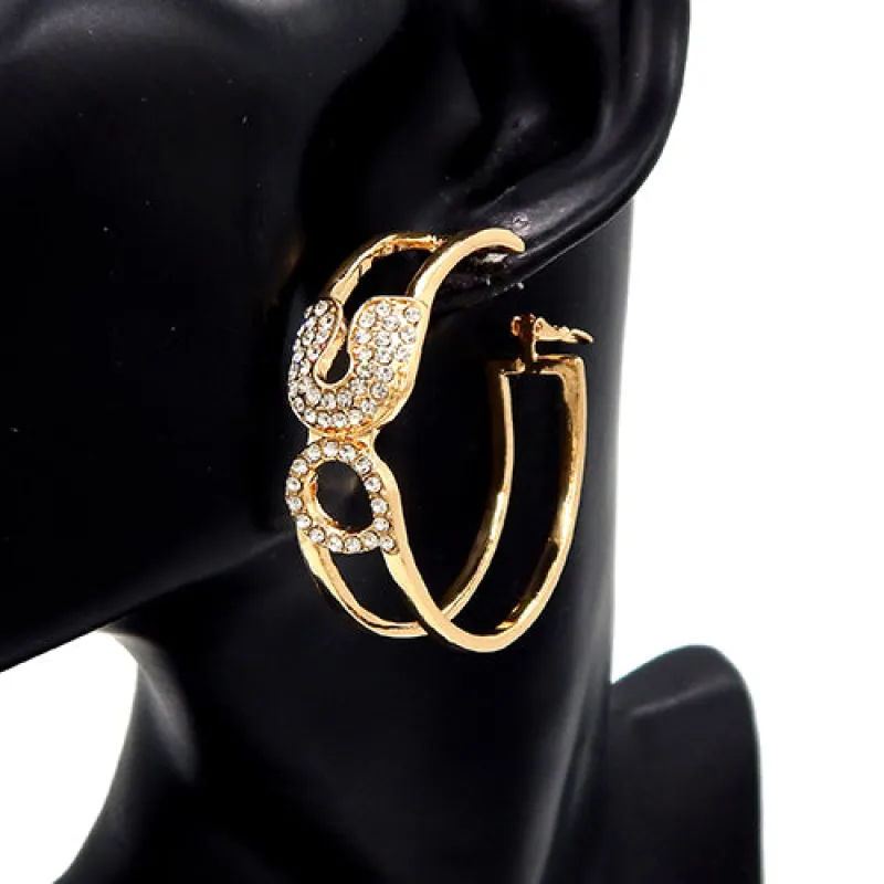 GOLD HOOP EARRINGS CLEAR STONES ( 3501 GDCLR ) sold by Oh My Jewelry