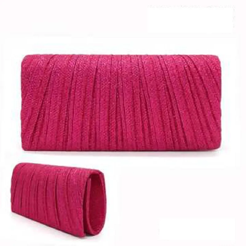 FUCHSIA SHINY CLUTCH CROSSBODY BAG PURSE ( 6137 FSH ) made by Oh My Jewelry