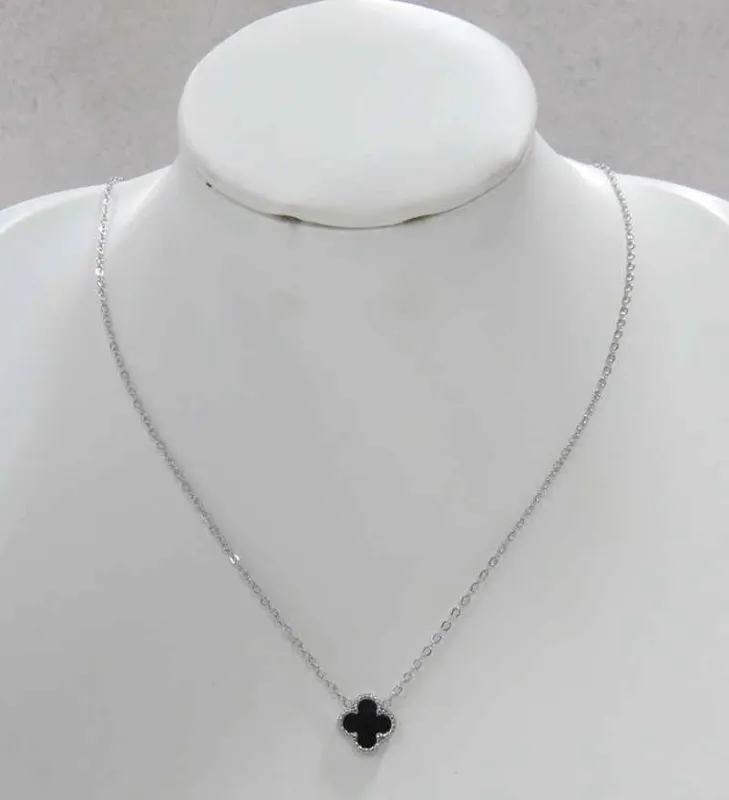 SILVER CLOVER DOUBLE PENDANT NECKLACE ( 500 S ) sold by Oh My Jewelry