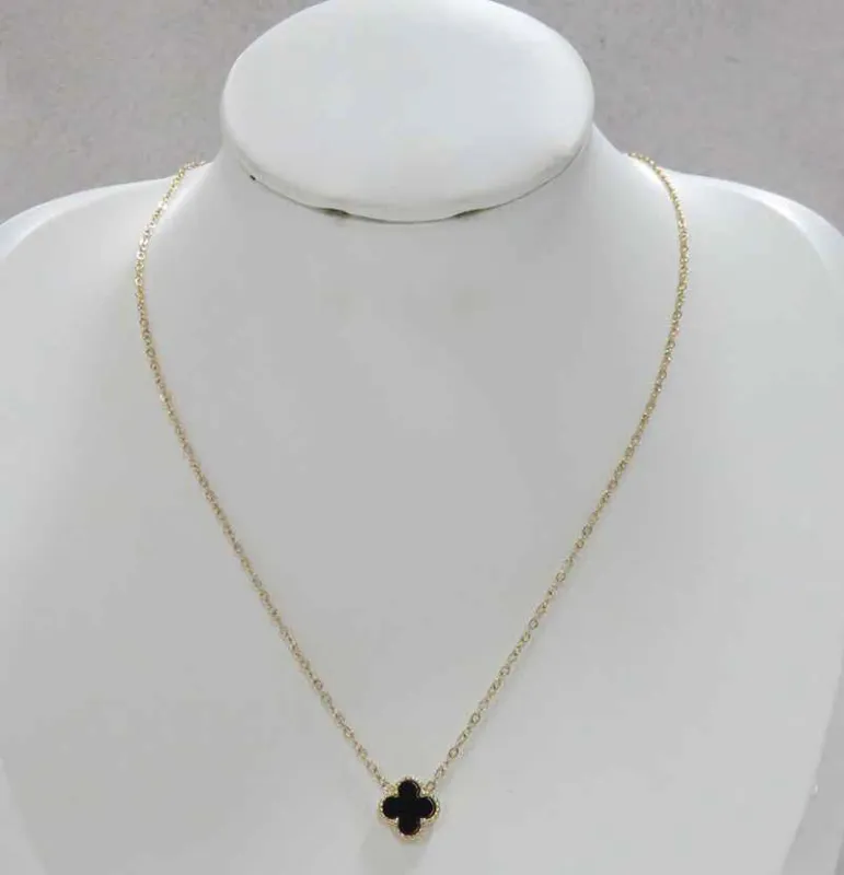 GOLD CLOVER DOUBLE PENDANT NECKLACE ( 500 G ) sold by Oh My Jewelry