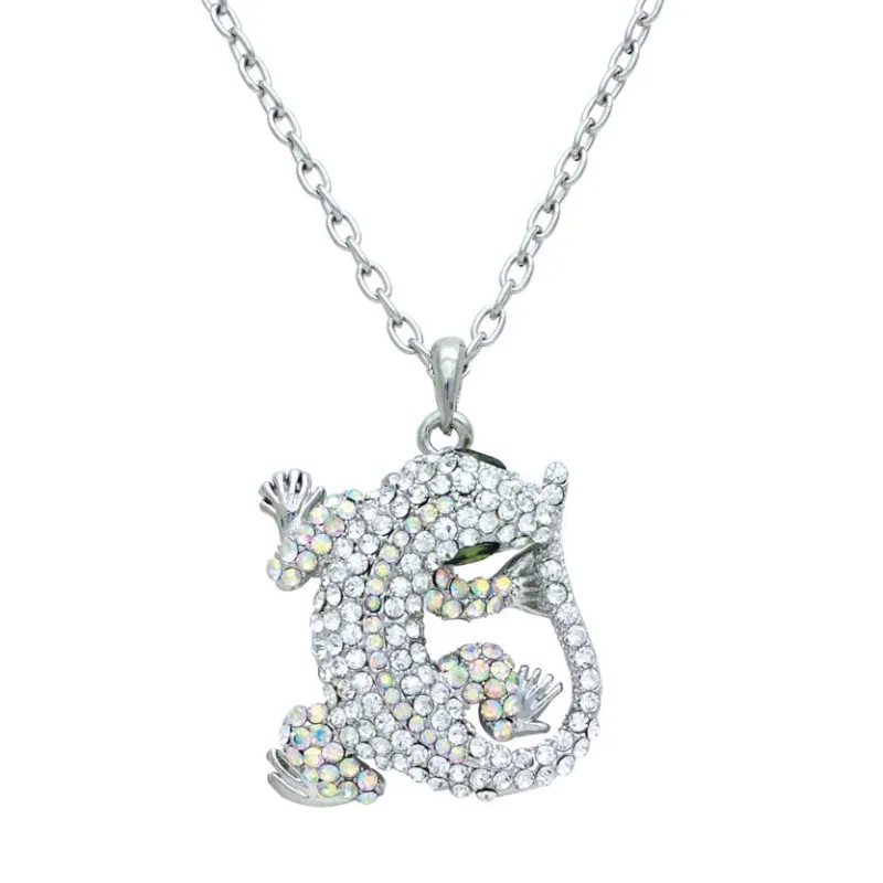 SILVER NECKLACE GECKO PENDANT ( 12931 AB ) sold by Oh My Jewelry