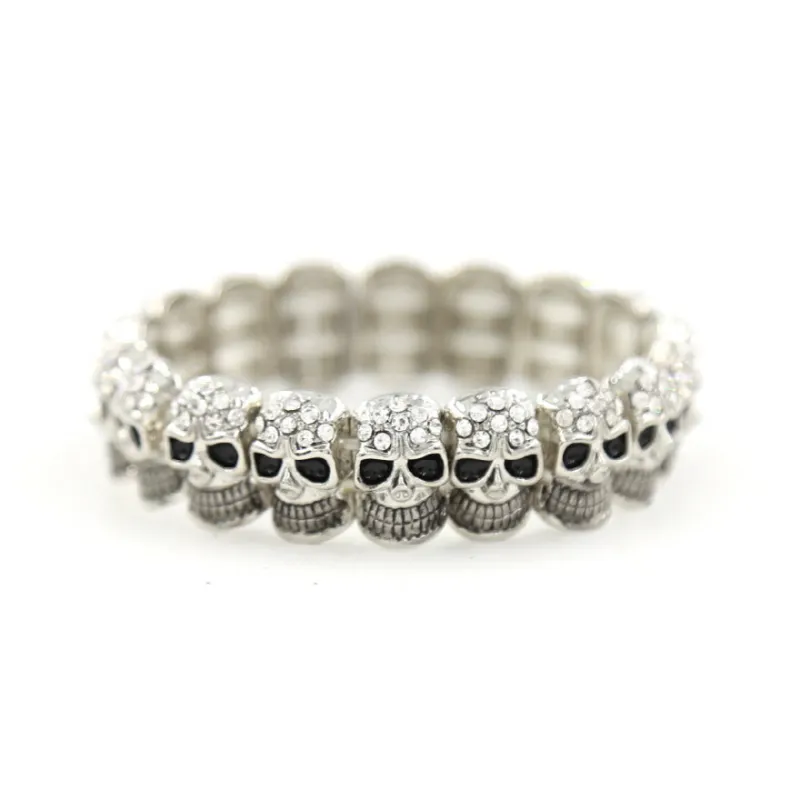 SILVER SKULL STRETCH BRACELET ( 637 3CL ) made by Oh My Jewelry