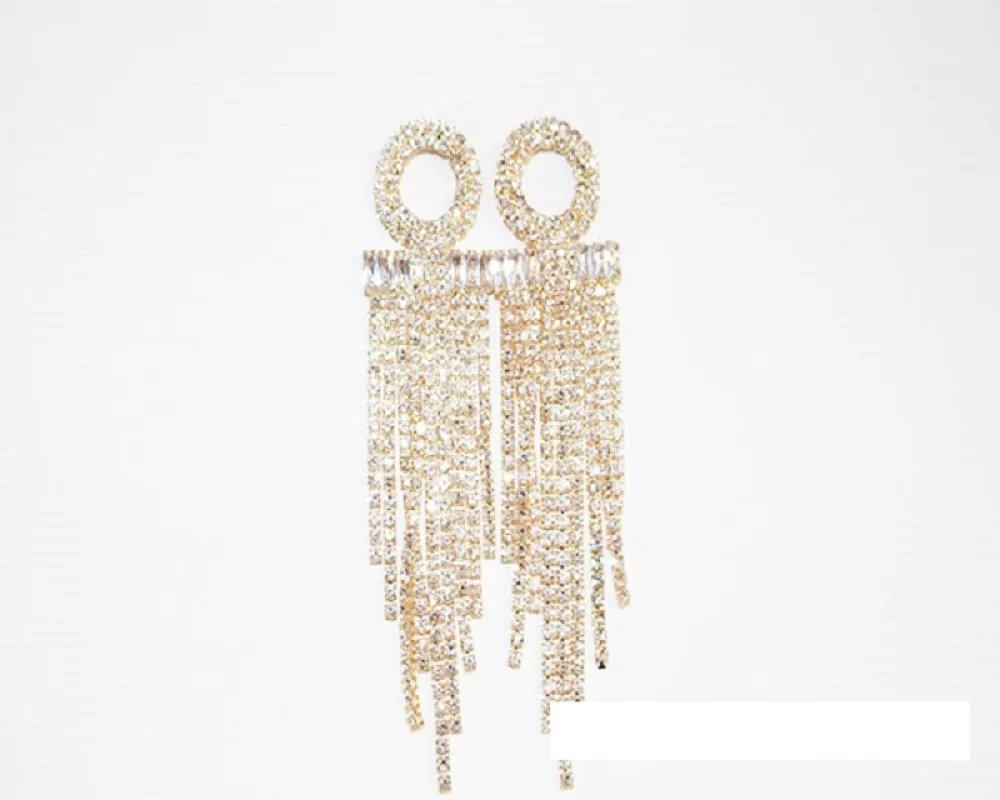 GOLD EARRINGS CLEAR STONES ( 1667 GCRY ) sold by Oh My Jewelry