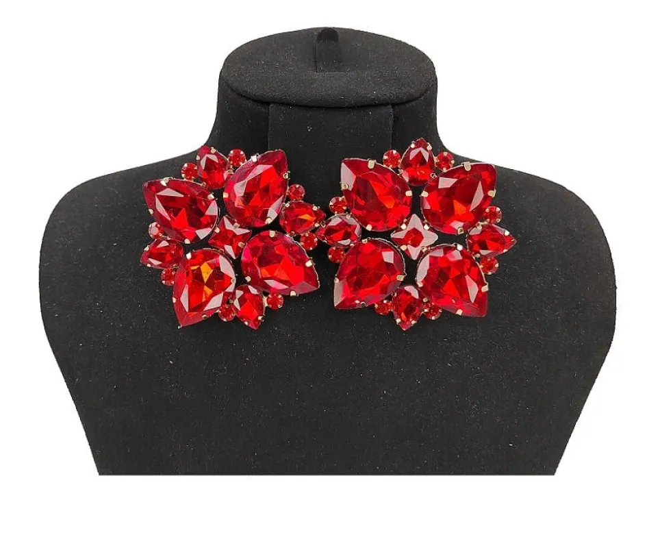 GOLD CLIP ON EARRINGS RED STONES ( 0450C 2R ) sold by Oh My Jewelry