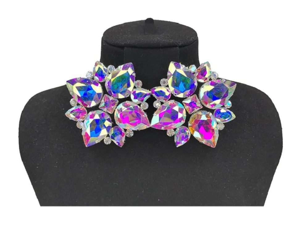 SILVER CLIP ON EARRINGS AB STONES ( 0450C 1X ) sold by Oh My Jewelry