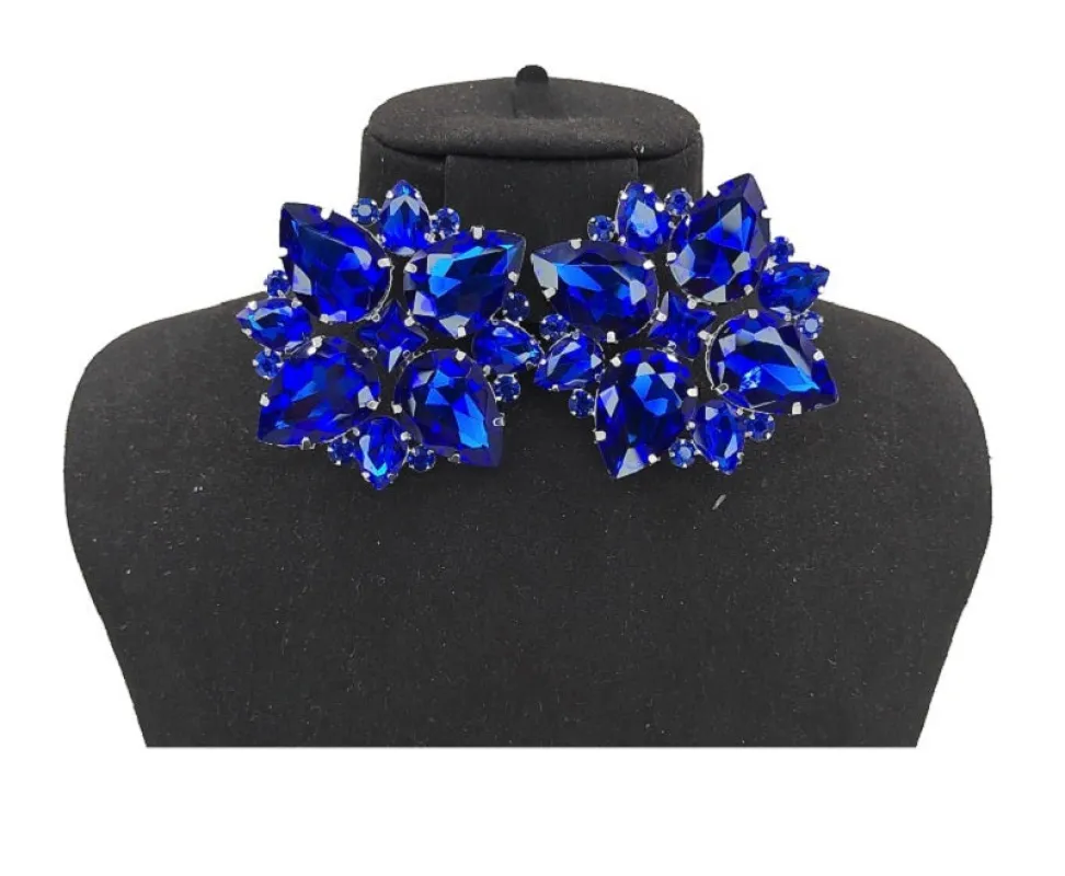 SILVER CLIP ON EARRINGS BLUE STONES ( 0450C 1S ) sold by Oh My Jewelry