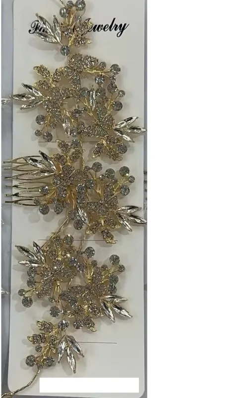 GOLD HAIR COMB CLEAR STONES ( 2354 2CL ) sold by Oh My Jewelry