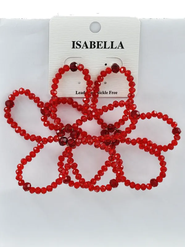 RED BEAD FLOWER EARRINGS ( 243004 R ) sold by Oh My Jewelry