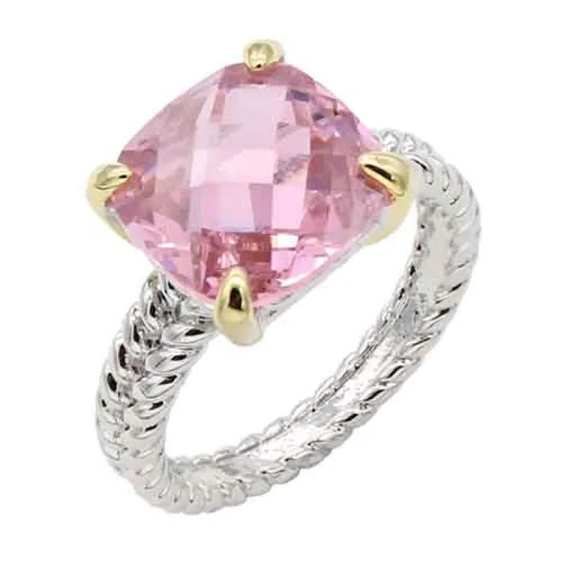 SILVER GOLD RING PINK CZ STONE SIZE 9 ( 4603 PK ) sold by Oh My Jewelry