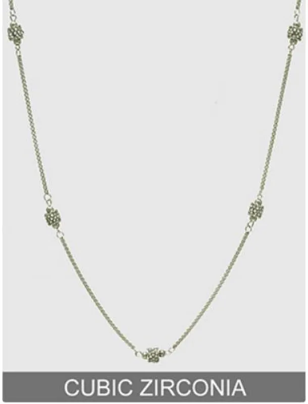 LONG SILVER NECKLACE CLEAR CZ STONES ( 918 N ) sold by Oh My Jewelry