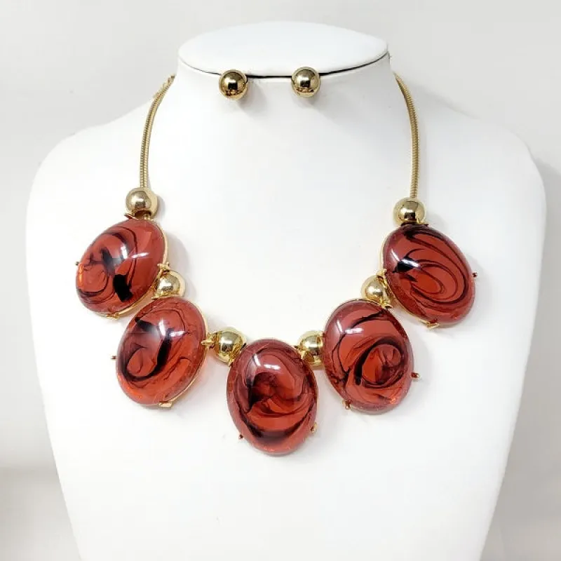 GOLD NECKLACE SET STONES ( 31043 GRD ) made by Oh My Jewelry