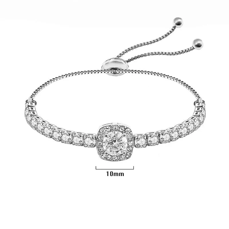 SILVER BRACELET CLEAR STONES ( 1277 ) sold by Oh My Jewelry