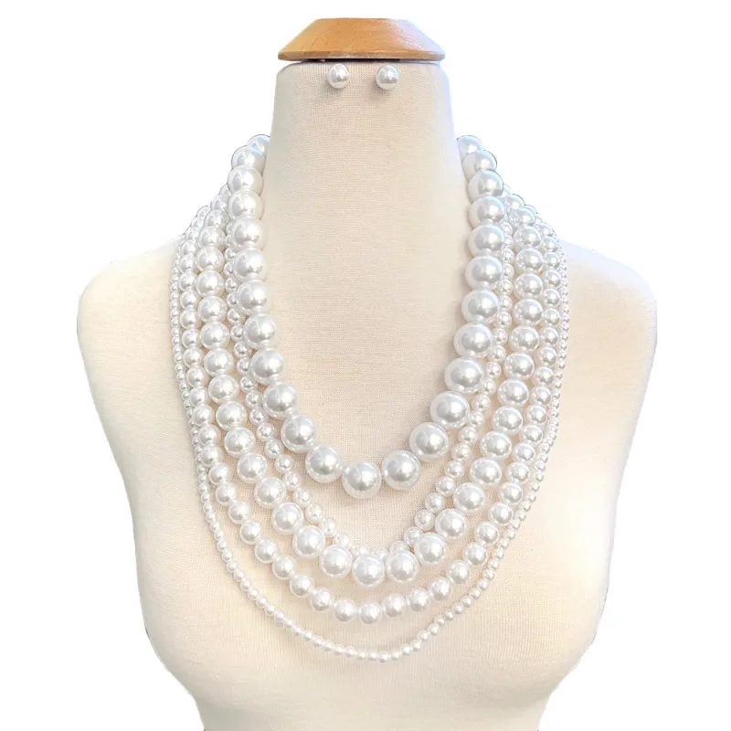 SILVER WHITE PEARL NECKLACE SET ( 10713 RWH ) sold by Oh My Jewelry