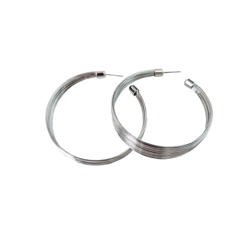 SILVER WIRE HOOP EARRINGS ( 0883 RHXX ) sold by Oh My Jewelry