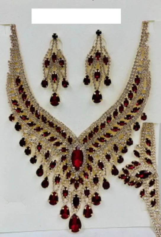 NECKLACE SET STONES MATCHING BRACELET ( 014 2RD ) sold by Oh My Jewelry