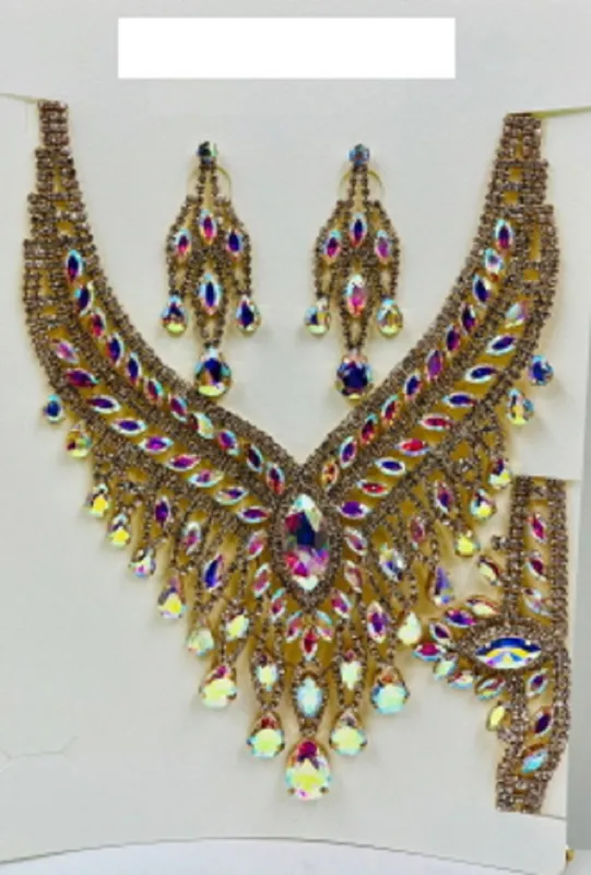 NECKLACE SET STONES MATCHING BRACELET ( 014 2AB ) sold by Oh My Jewelry