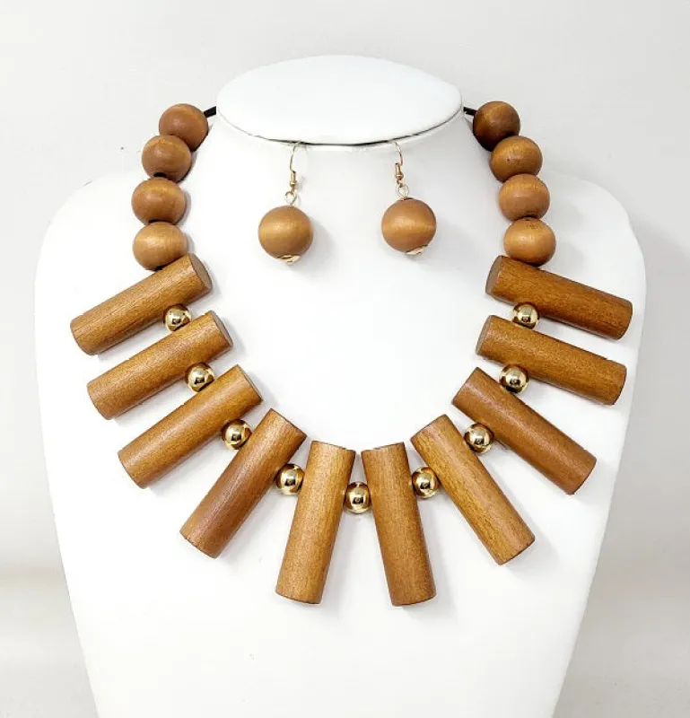 GOLD BROWN NECKLACE SET ( 10847 GBR ) sold by Oh My Jewelry