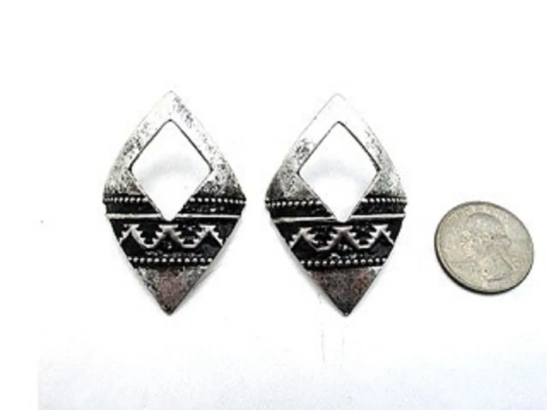 WESTERN DIAMOND CONCHO DANGLE EARRINGS ( 2384 SB ) made by Oh My Jewelry