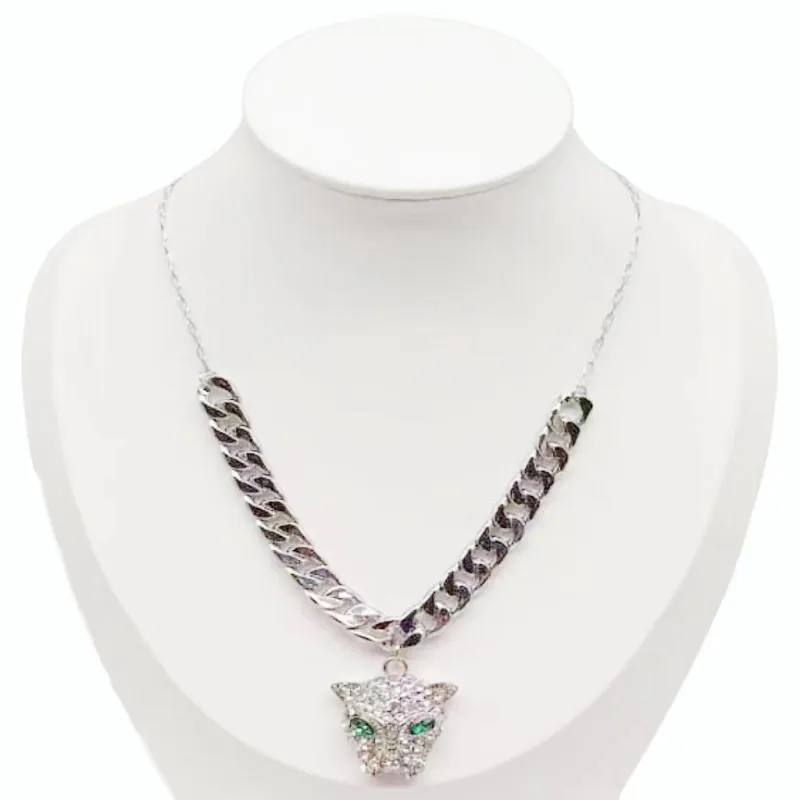 SILVER CAT NECKLACE CLEAR STONES ( 0180 RHCR ) sold by Oh My Jewelry