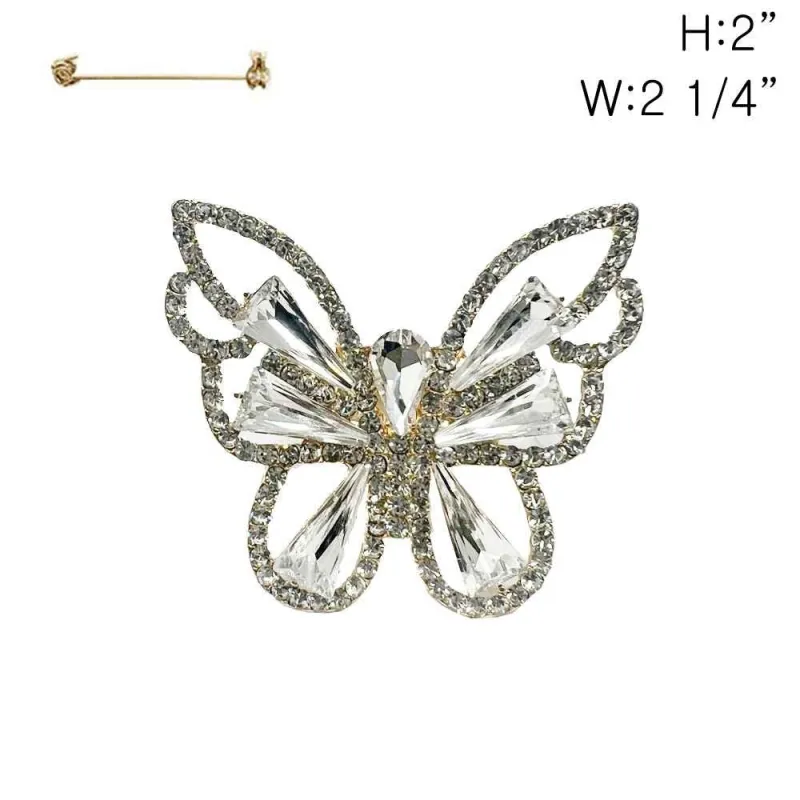 SILVER BUTTERFLY BROOCH CLEAR STONES ( 349 RCL ) sold by Oh My Jewelry