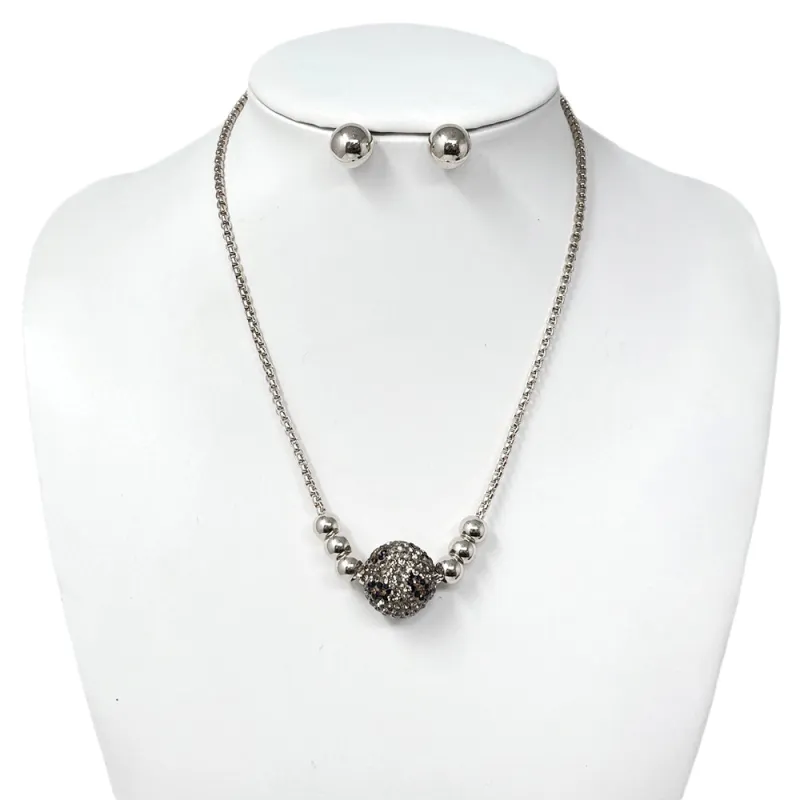 SILVER LEOPARD PRINT BALL NECKLACE SET ( 10829 RLE ) sold by Oh My Jewelry