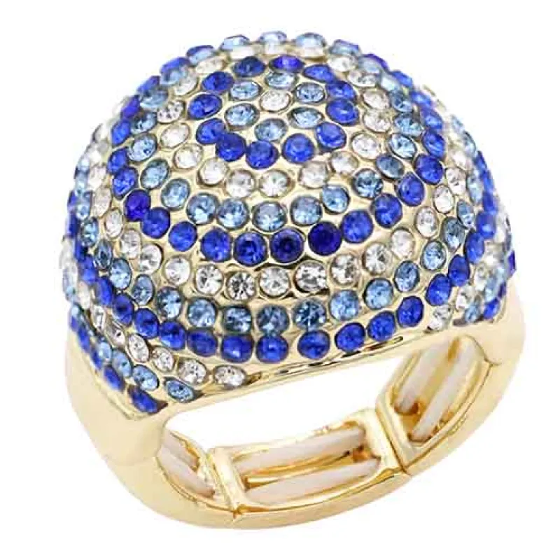 GOLD BLUE DOME STRETCH RING ( 2269 GDBL ) sold by Oh My Jewelry
