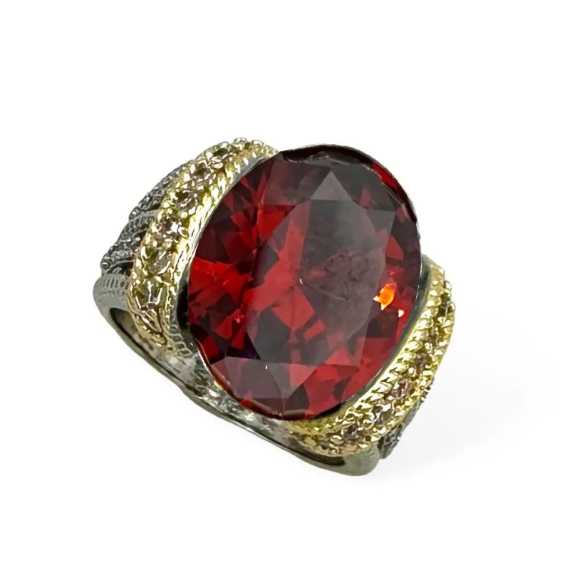 SILVER GOLD RING RED STONE SIZE 9 ( 2123 KG9 ) sold by Oh My Jewelry