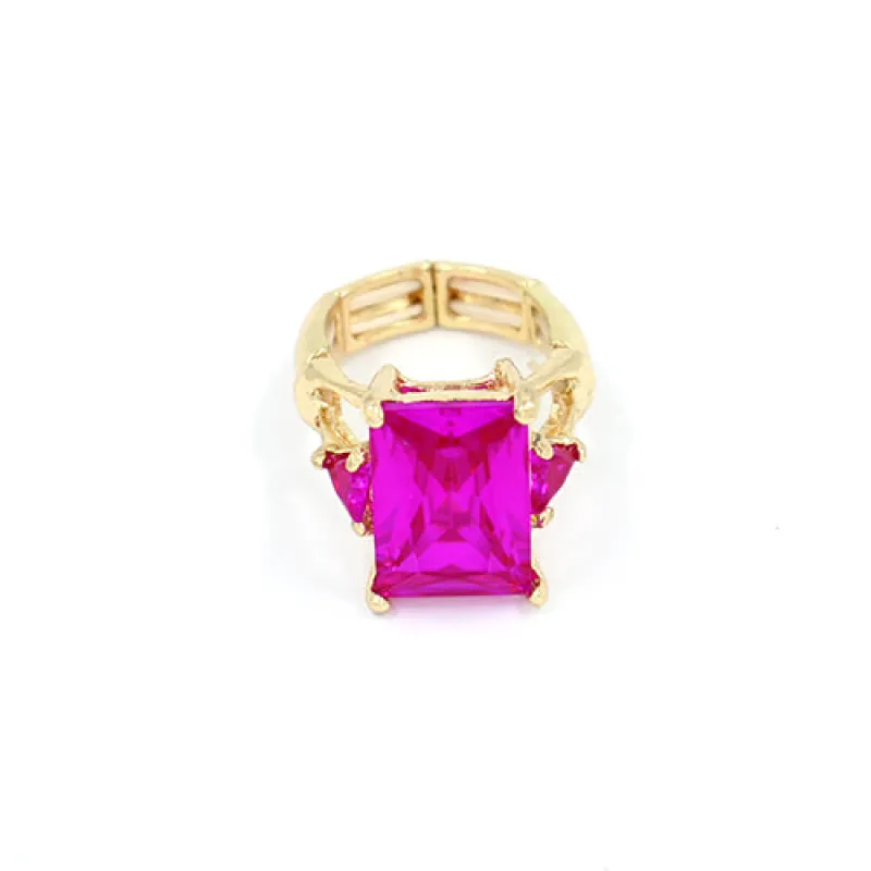 GOLD FUCHSIA STRETCH RING CZ CUBIC ZIRCONIA STONE ( 2017 GDFSH ) sold by Oh My Jewelry