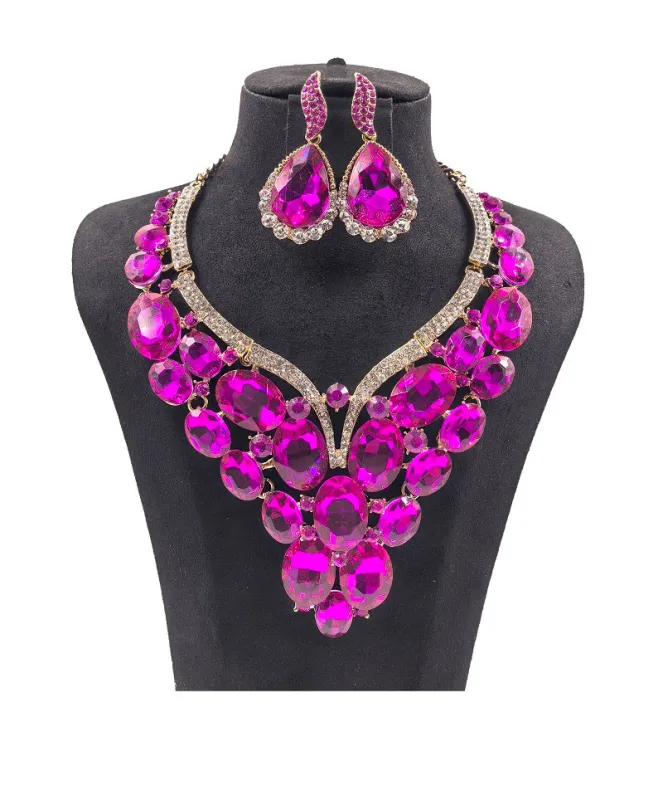 GOLD NECKLACE SET LARGE STONES ( 0093 2F ) sold by Oh My Jewelry