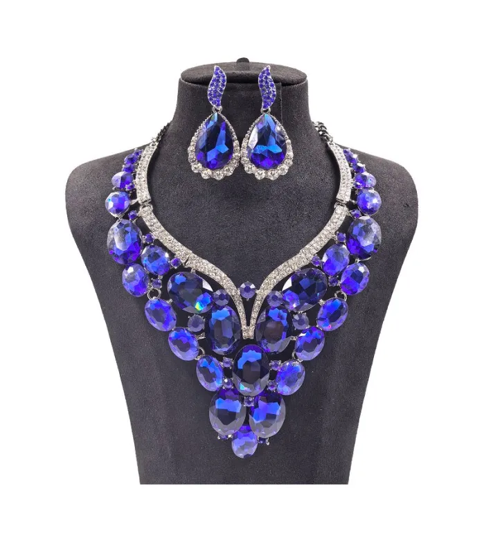 SILVER NECKLACE SET LARGE STONES ( 0093 3S ) made by Oh My Jewelry