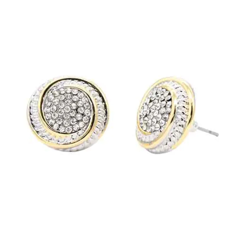 SILVER GOLD CZ STONES EARRINGS ( 4826 2T ) sold by Oh My Jewelry