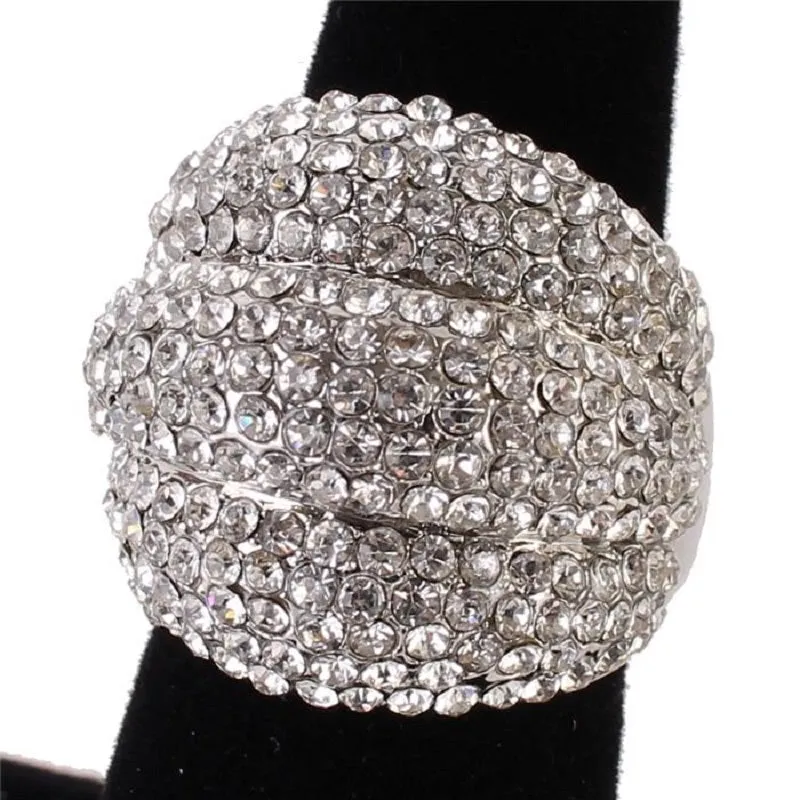 SILVER STRETCH RING CLEAR STONES ( 2100 SVCL ) sold by Oh My Jewelry