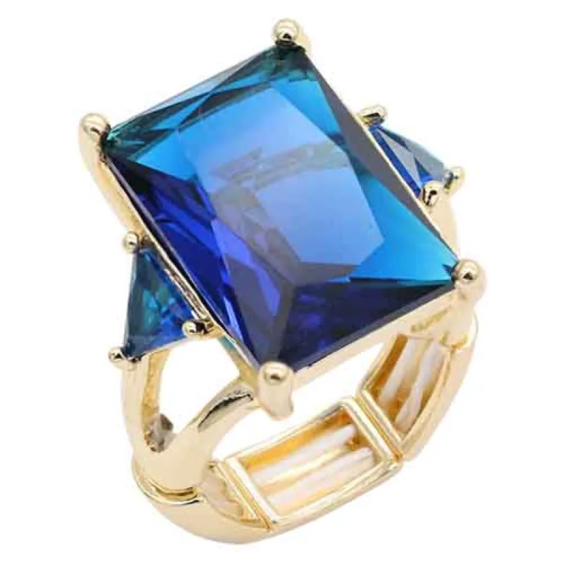 GOLD STRETCH RING BLUE STONES ( 2220 GDBL ) sold by Oh My Jewelry