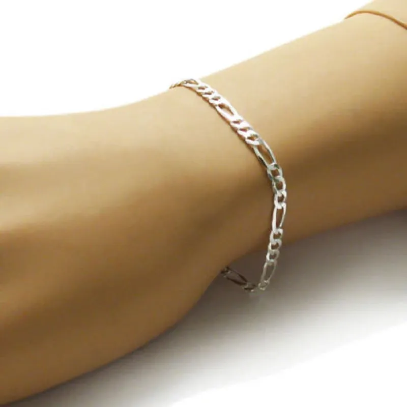 SILVER PLATED FIGARO CHAIN BRACELET ( 213 8 ) sold by Oh My Jewelry