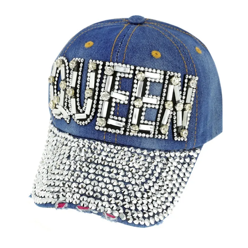 BLUE DENIM HAT QUEEN SILVER STONES ( 2524 ) sold by Oh My Jewelry