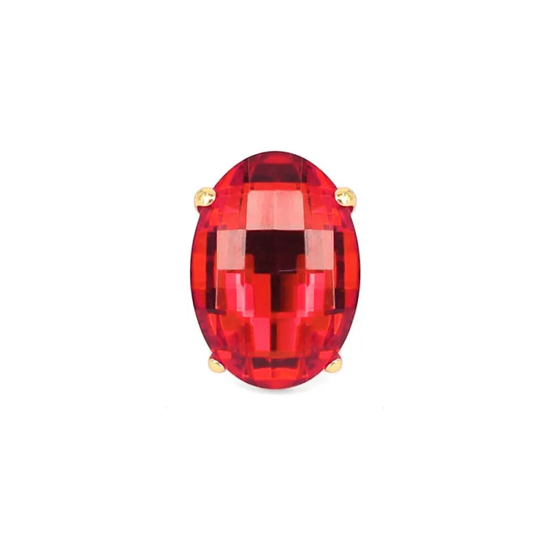 Gold Stretch Ring with Large Red Oval Stone ( 7006 GDLSM ) sold by Oh My Jewelry