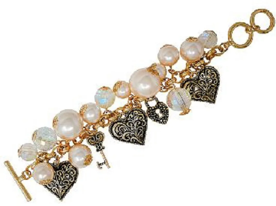 GOLD PEARL BRACELET HEART LOCK CHARMS ( 00926 AGPL ) sold by Oh My Jewelry